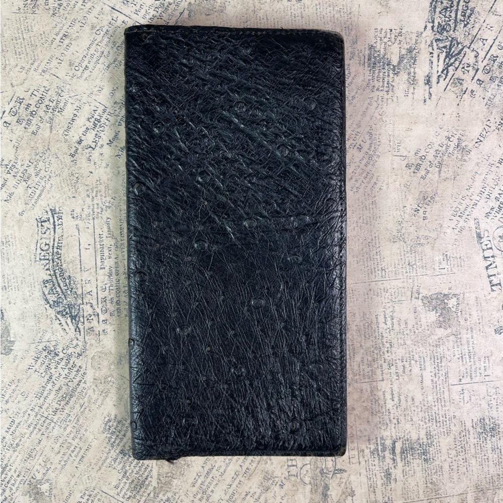 Vintage Italian Handmade Genuine Ostrich Skin Leather Wallet Exotic Luxury